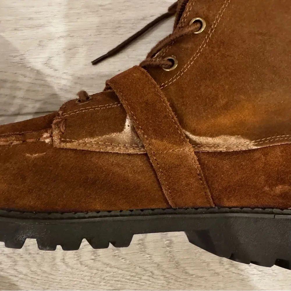 POLO Ralph Lauren Boots RANGER HI Combat Youth Sz 7 Brown Leather Moc Toe /40 EU